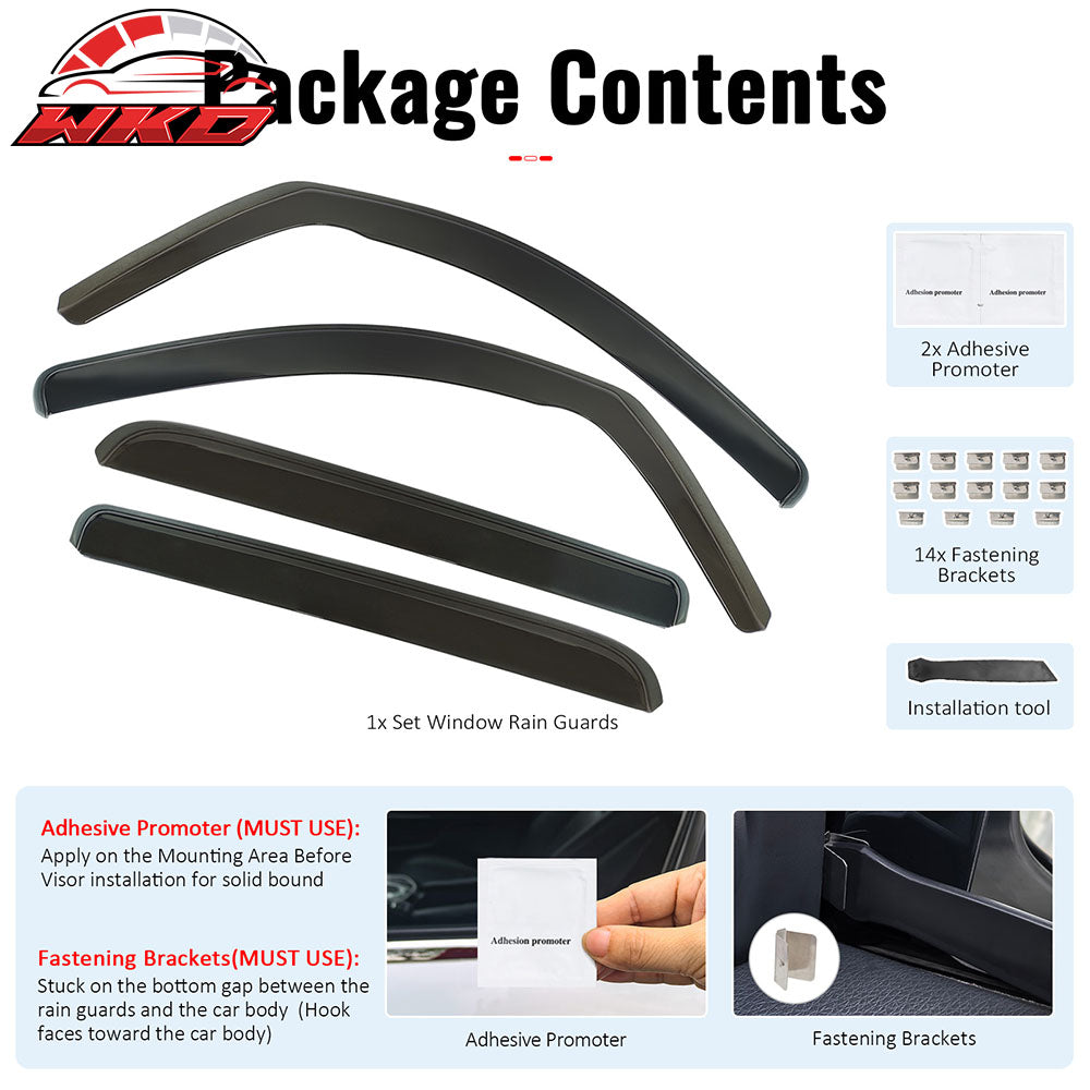 Fits 07-21 Toyota Tundra CrewMax In-Channel Window Visors Guards Deflectors PC
