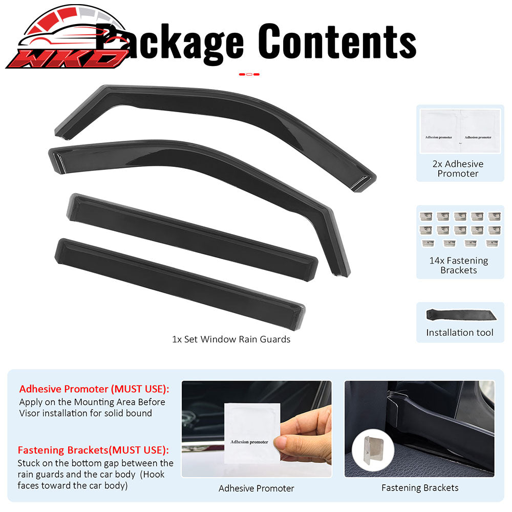 Fits 22-26 Toyota Tundra CrewMax In-Channel Window Visors Guards Deflectors PC