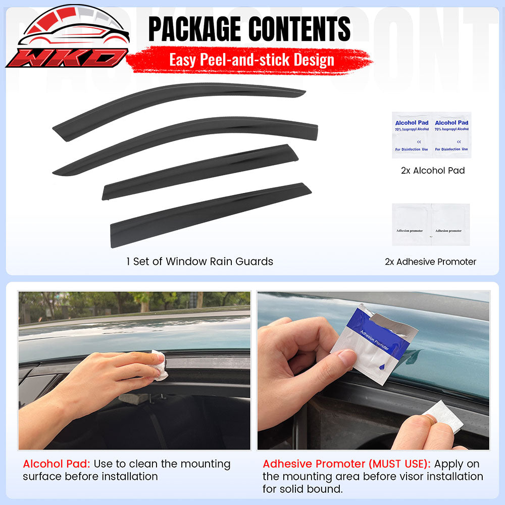 Fits 16-22 BMW F48 X1 Low Profile Style Tape-On Window Visors Rain Deflectors