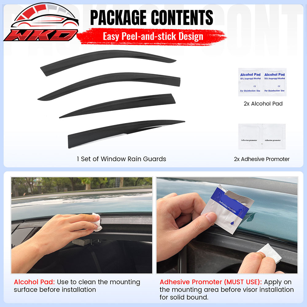 Fits 19-26 BMW G20 3 Series Sedan Low Profile Style Tape-On Window Visors Guards