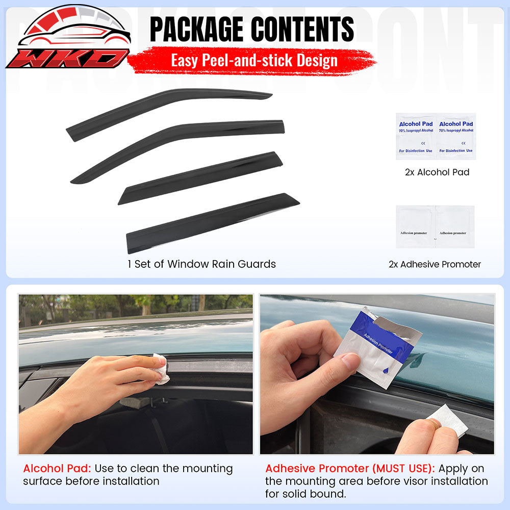 Fits 19-25 Chevy Blazer Low Profile Style Tape-On Window Visors Rain Deflectors