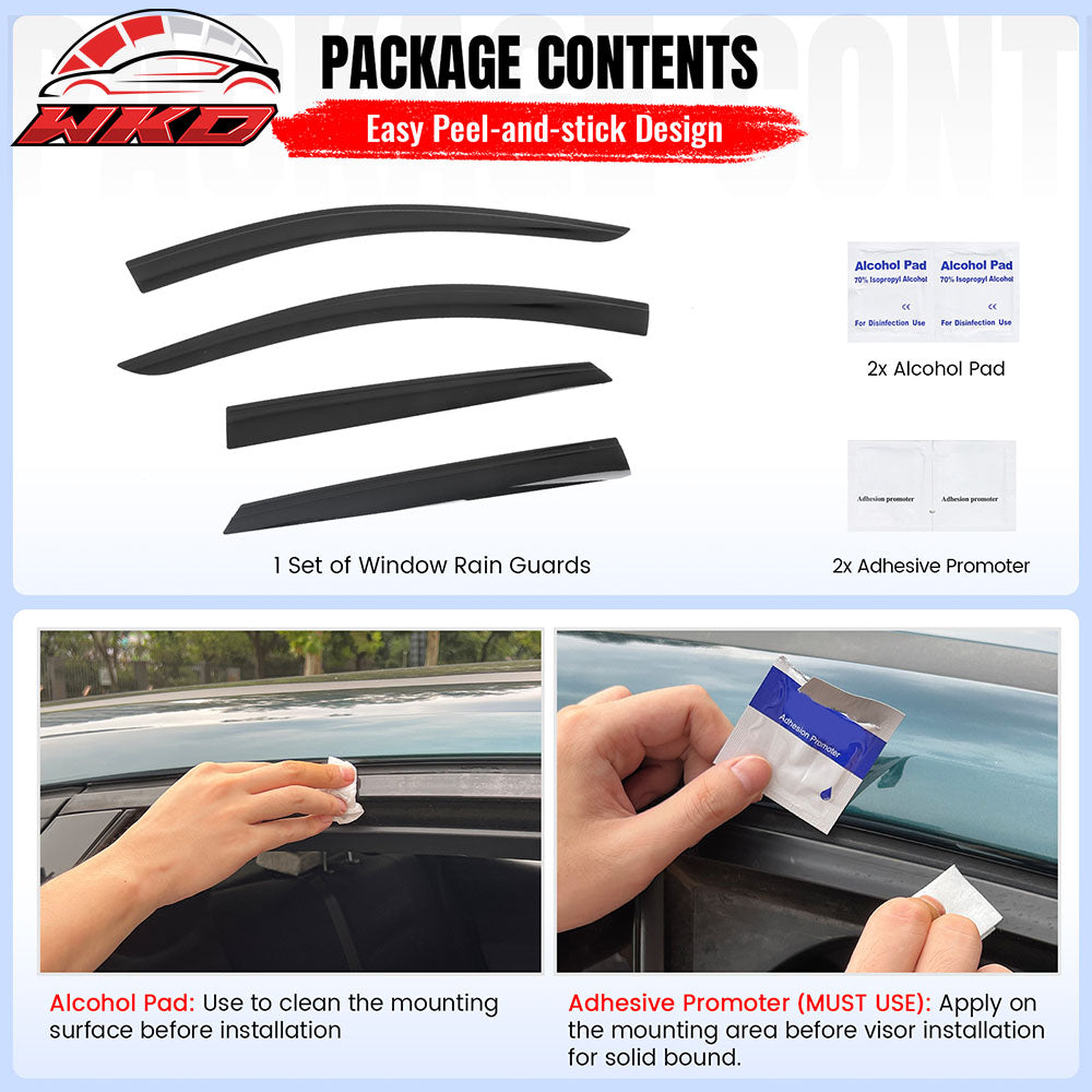 Fits 17-25 Cadillac XT5 Low Profile Style Tape-On Window Visors Rain Deflectors