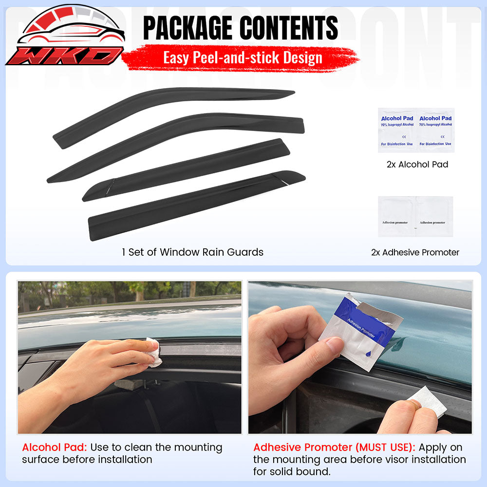 Fits 20-25 Ford Explorer Low Profile Style Tape-On Window Visors Rain Deflectors