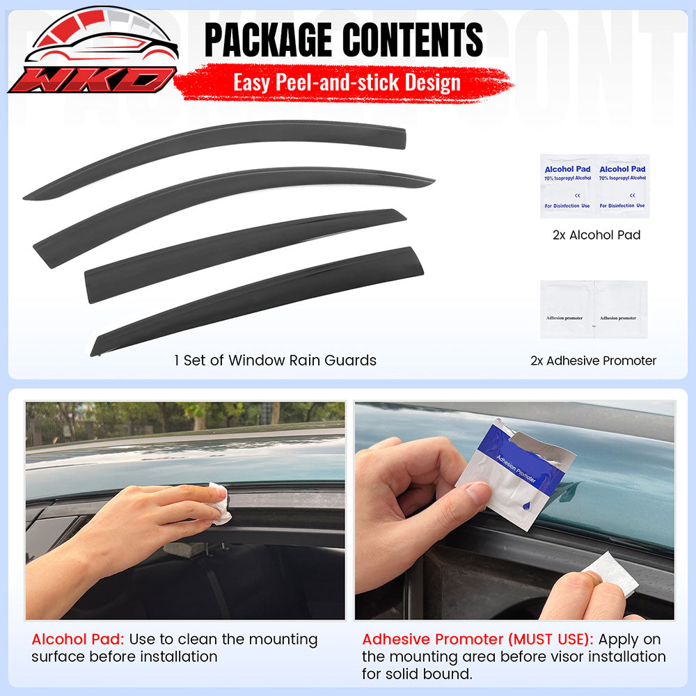 Fits 18-25 Honda Accord Sedan Low Profile Style Tape-On Window Visors Deflectors