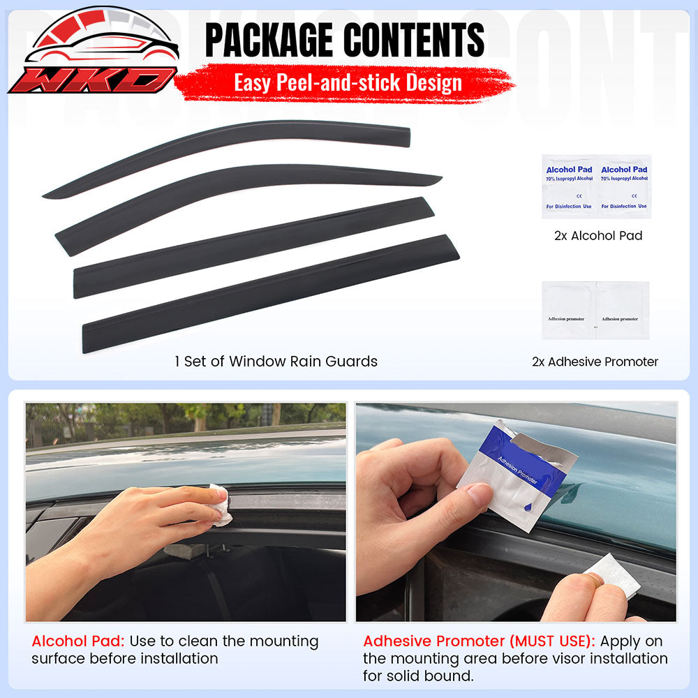 Fits 21-25 Jeep Grand Cherokee L Low Profile Style Tape-On Window Visors Guards