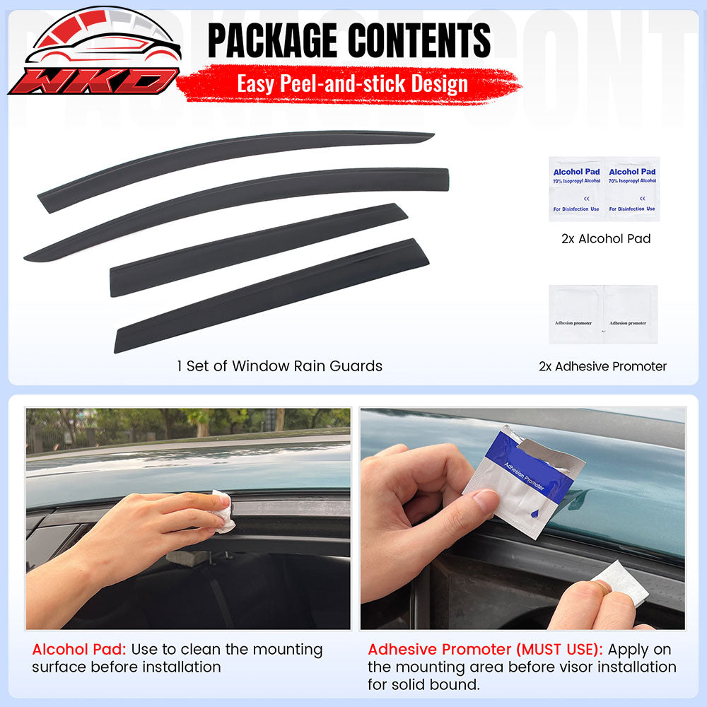 Fits 15-24 Nissan Murano Low Profile Style Tape-On Window Visors Rain Deflectors