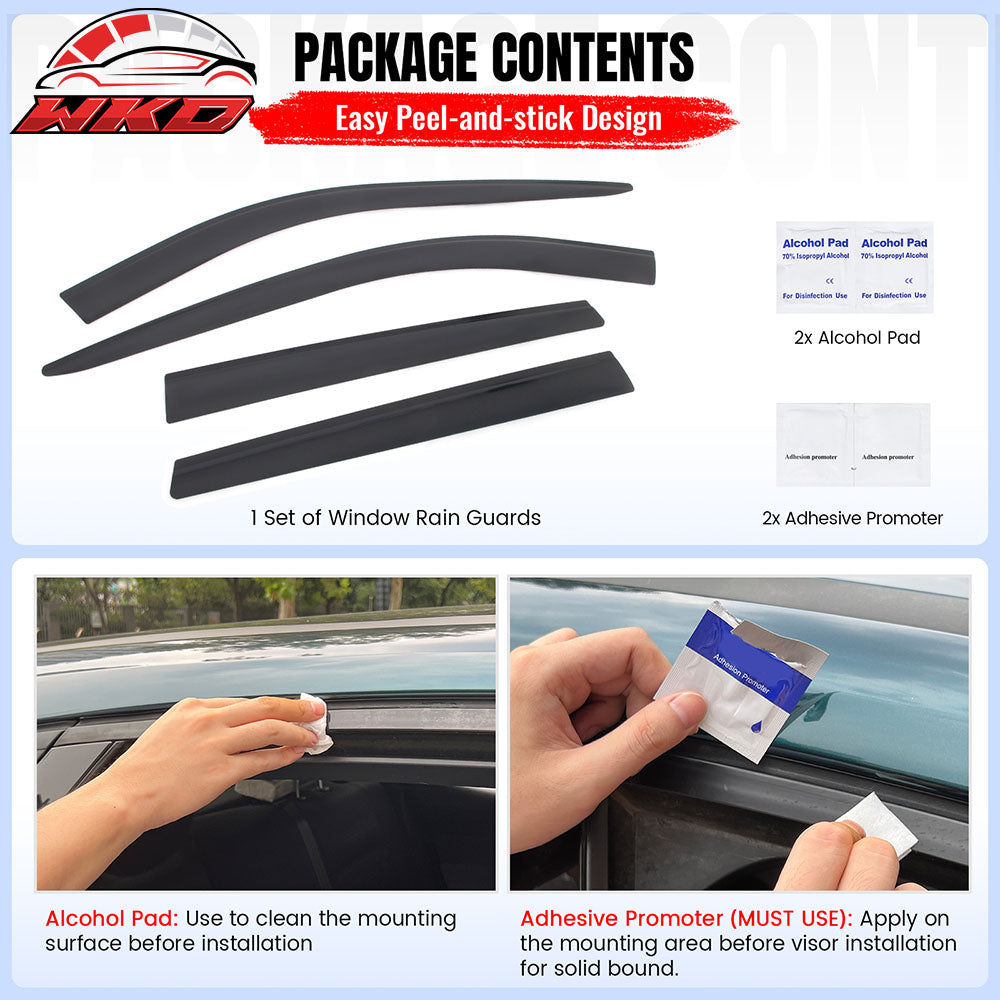 Fits 21-25 Nissan Rogue Low Profile Style Tape-On Window Visors Rain Deflectors