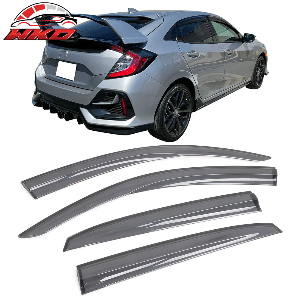 Fits 17-21 Honda Civic Hatchback FK7 Window Visors Mugen Style Transparent Smoke
