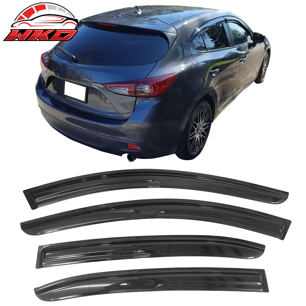 Fits 14-19 Mazda 3 Sedan Hatchback Mugen Style Window Visors Acrylic 4Pc Set