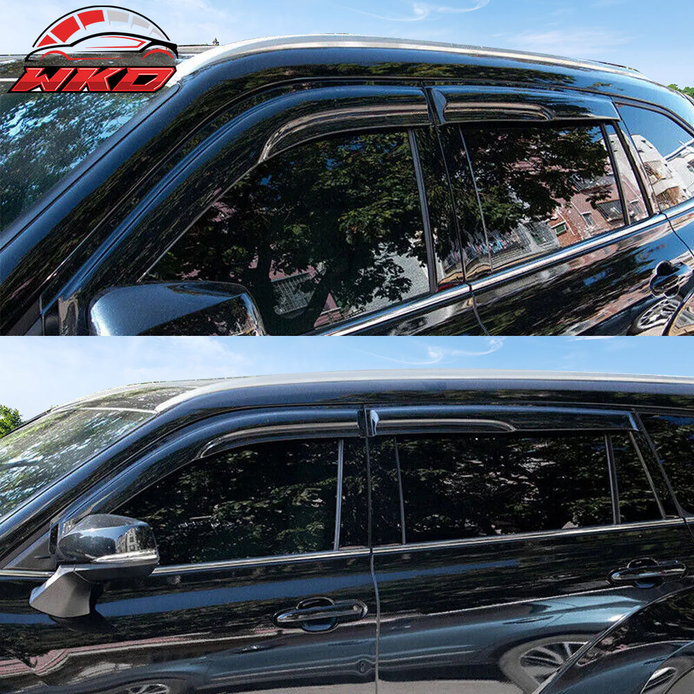 Fits 08-13 Toyota Highlander Mugen Style Window Visors Vent Tape-On Acrylic 4PCS