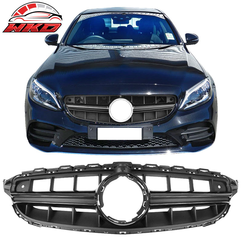 Fit 19-20 Benz C Class W205 Vertical AMG Style Grille Camera Hole