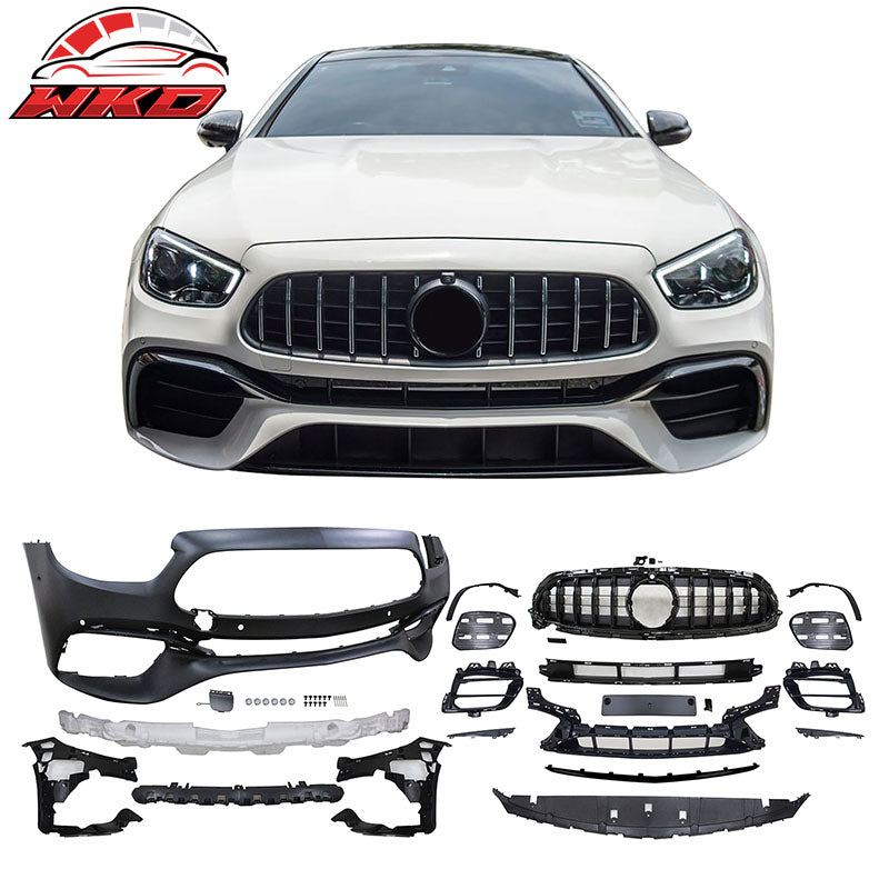 Fits 21-23 Benz W213 E Class 4-Door Front & Rear Bumper Cover Grille Side Skirts