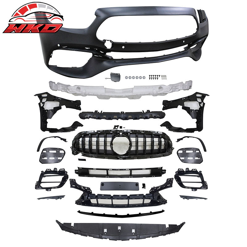 Fits 21-23 Benz W213 E Class 4-Door Front & Rear Bumper Cover Grille Side Skirts