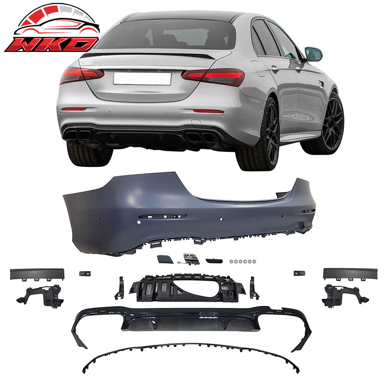 Fits 21-23 Benz W213 E Class 4-Door Front & Rear Bumper Cover Grille Side Skirts