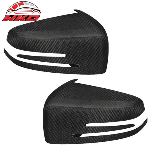 Wholesale 10-14 Benz E Class Side View Mirror Trim Overlay - Matte Carbon Fiber - Wikond Auto
