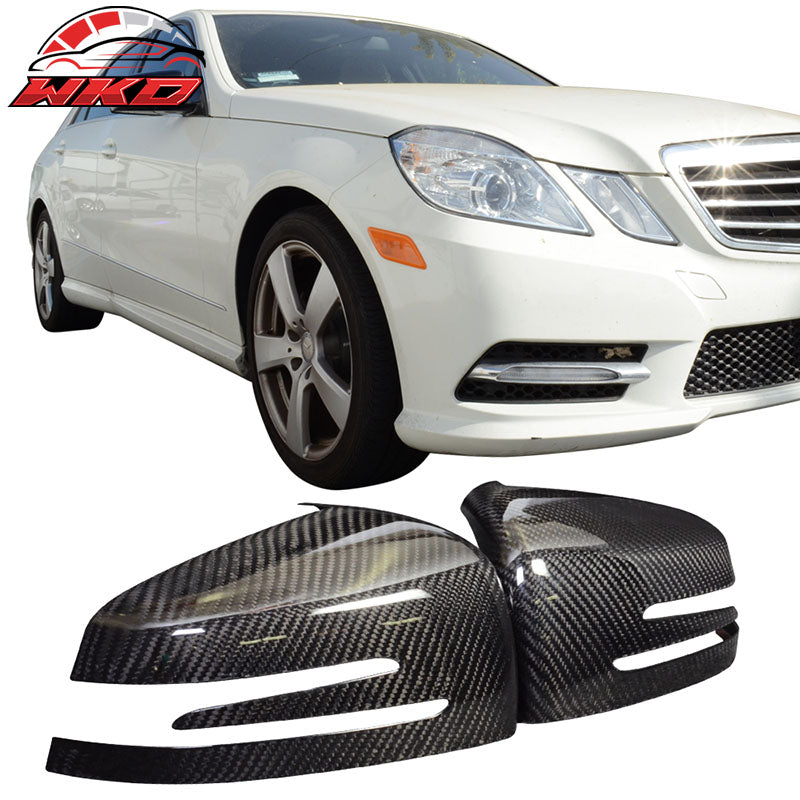 For 10-14 Benz E Class Side View Mirror Trim Overlay - Matte Carbon Fiber