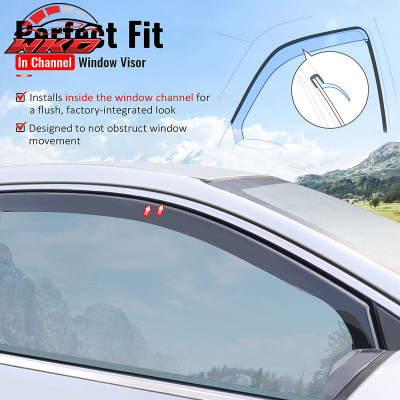 Fits 19-25 -Benz W907 Sprinter In-Channel Window Visors Vent Rain Deflectors PC