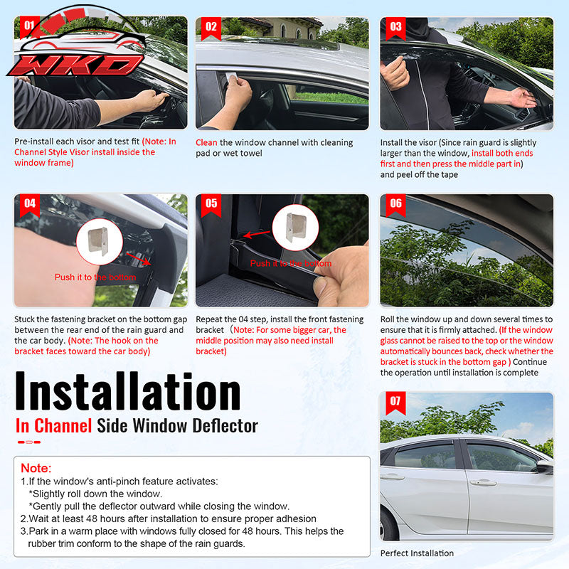 Fits 19-25 -Benz W907 Sprinter In-Channel Window Visors Vent Rain Deflectors PC