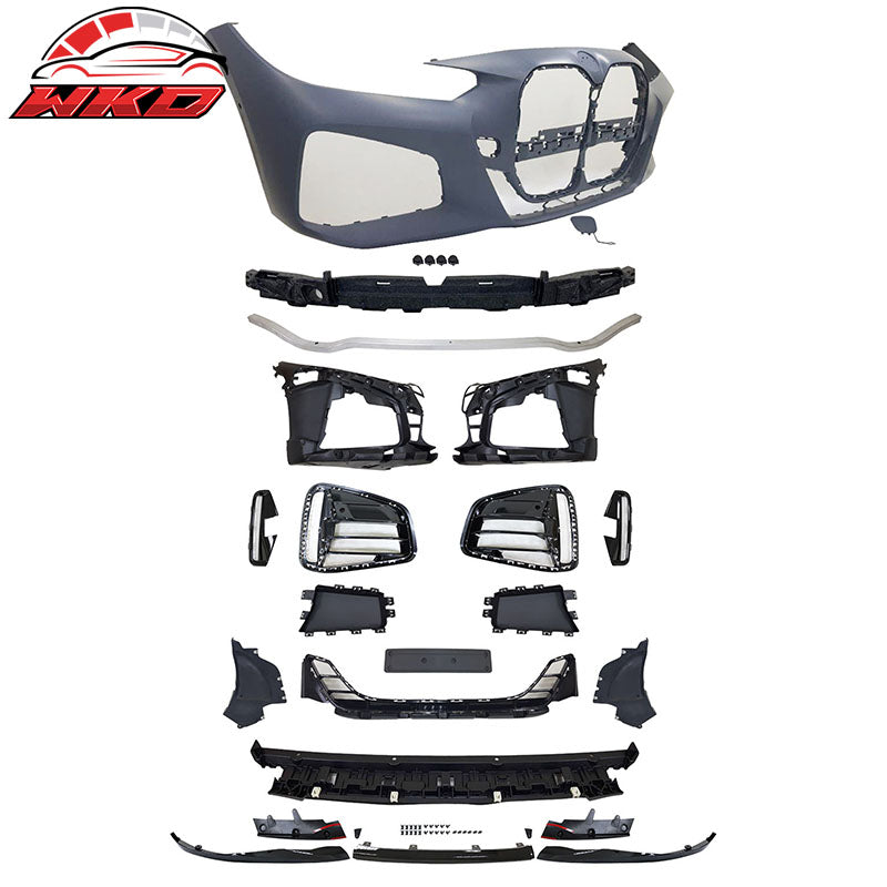 Fits 21-27 BMW 4-Series G22 G23 2Dr Front + Rear Bumper Cover + 4PCS Side Skirts