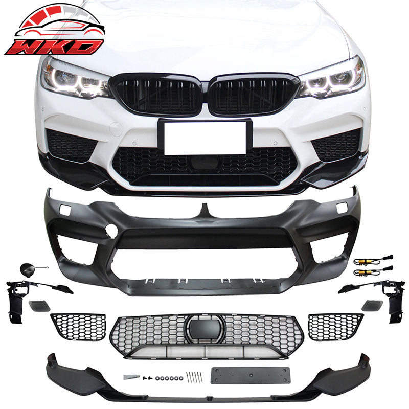 Fits 17-20 BMW G30 to M5 Style Conversion Kit Front Rear Bumpers Side Skirt Ext.