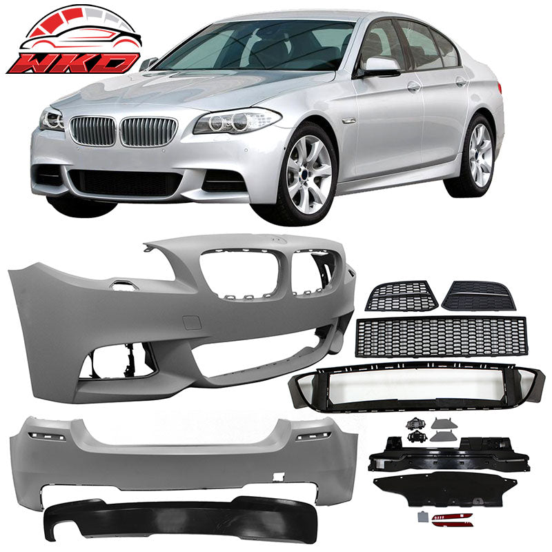 Fits 14-16 BMW F10 LCI Mtech Front Bumper + Rear Bumper W/ Single Outlet