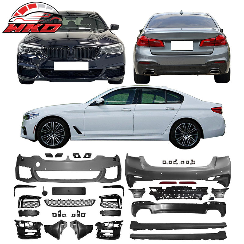 Fits 17-20 BMW G30 5 Series 4DR M-Tech Front Rear Bumper Conversions Side Skirts
