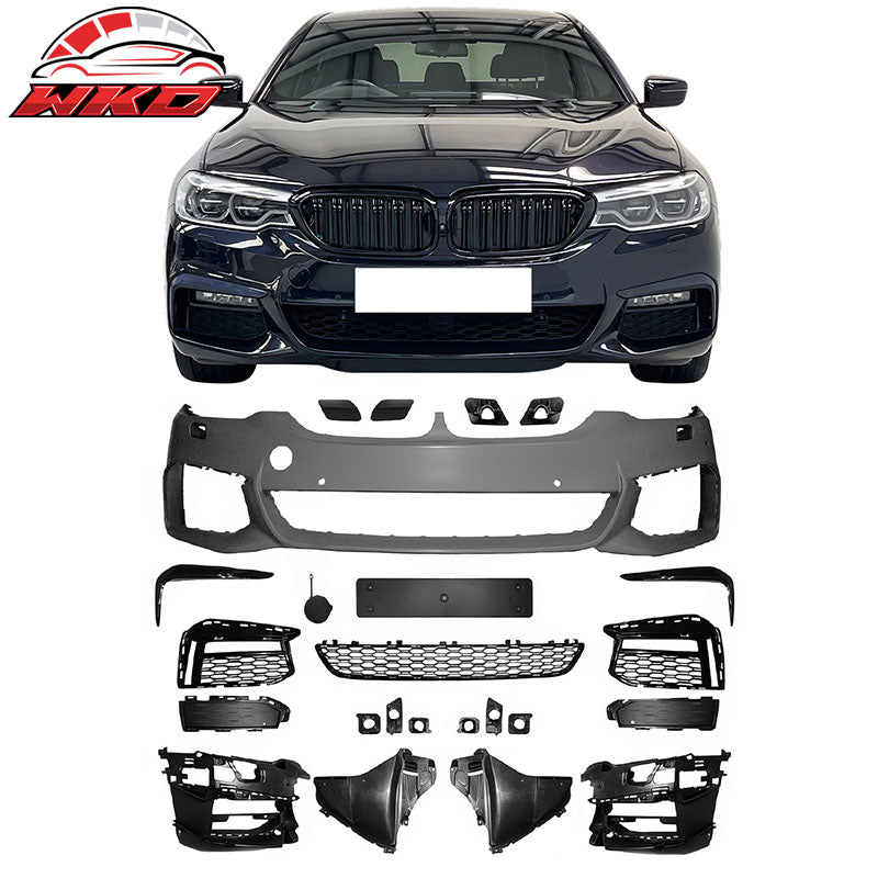 Fits 17-20 BMW G30 5 Series 4DR M-Tech Front Rear Bumper Conversions Side Skirts
