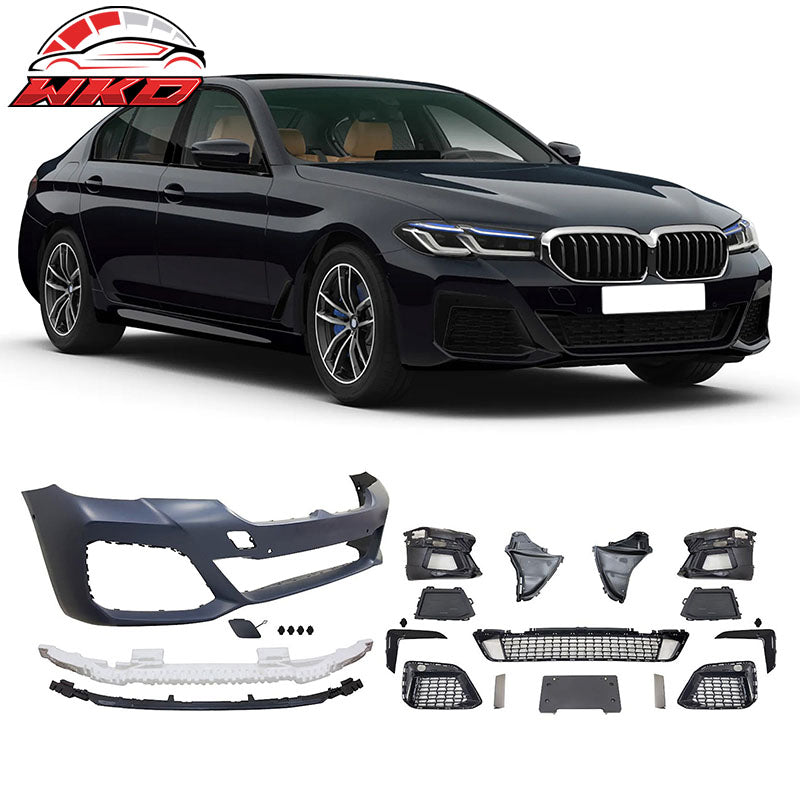 Fits 21-23 BMW G30 M Sport M550 Style Front Rear Side Bumper Kit Type 2 Diffuser