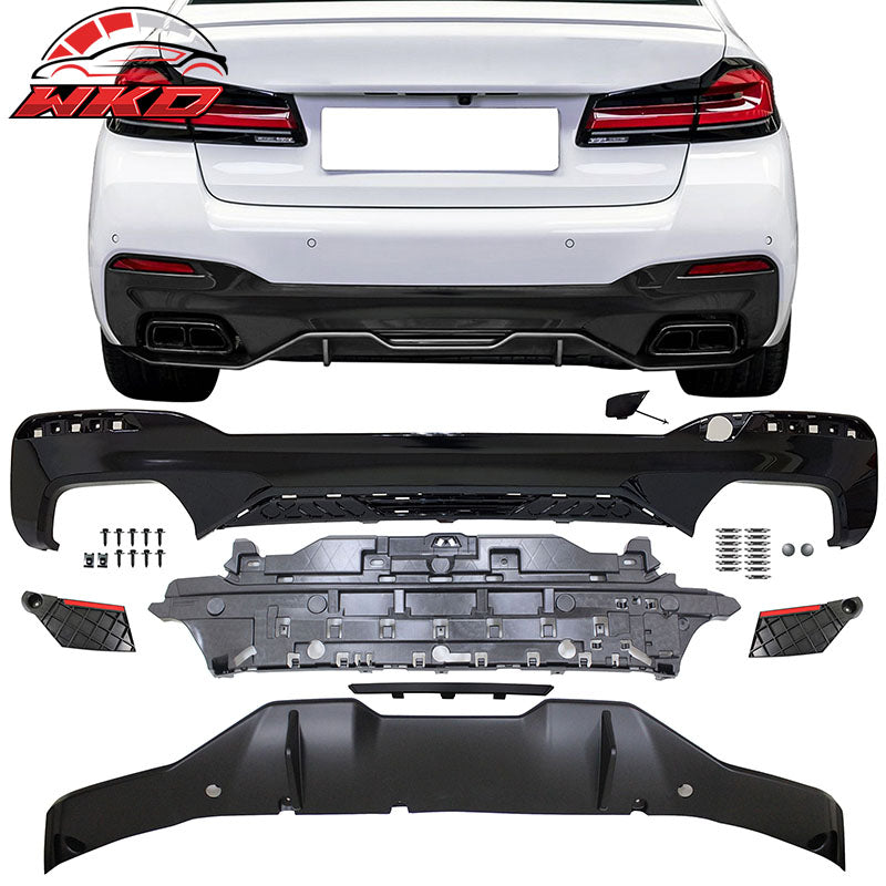 Fits 21-23 BMW G30 M Sport M550 Style Front Rear Side Bumper Kit Type 2 Diffuser
