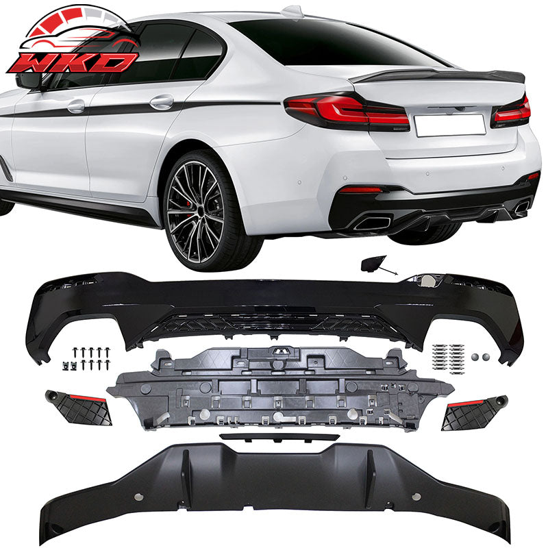 Fits 21-23 BMW G30 LCI MP Style Type 2 Rear Diffuser+Front Bumper Lip+Side Skirt