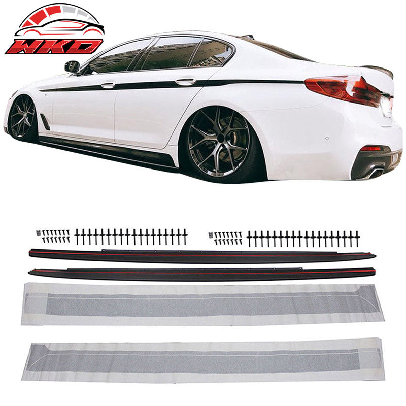 Fits 17-23 BMW 5 Series G30 MP Style 4PCS Side Skirts Extension Panel W/Sills