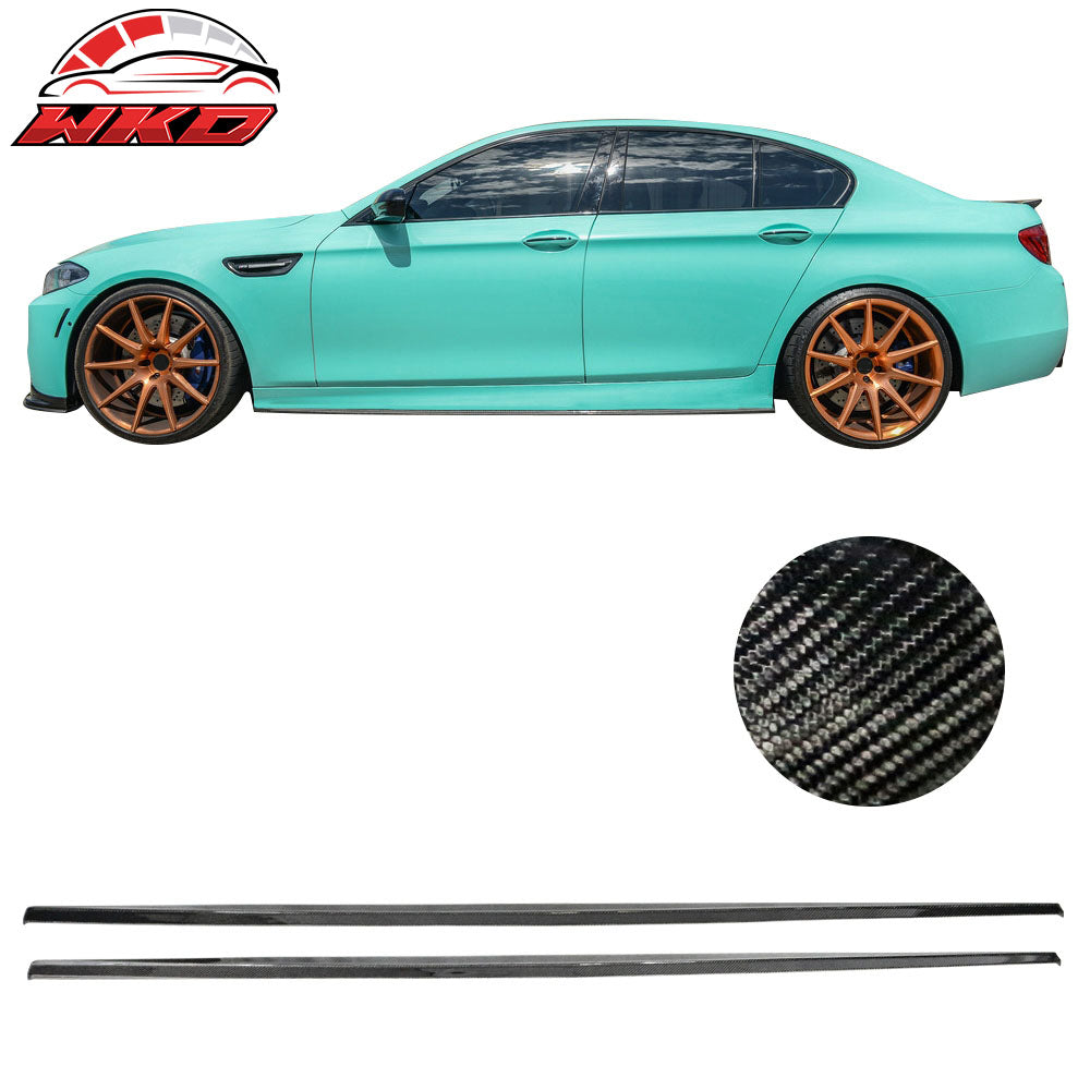 Fits 11-16 BMW F10 Mtech MP Style Side Skirts Extension - Matte Carbon Fiber