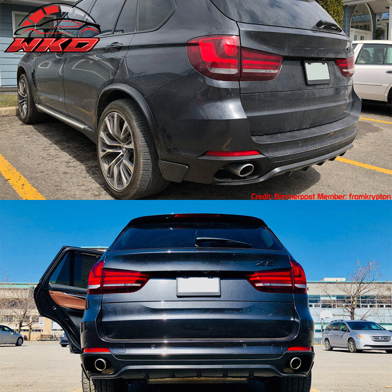 Fits 14-17 BMW F15 X5 Base MP Style Rear Kits PP + Muffler Tips S/S Chrome