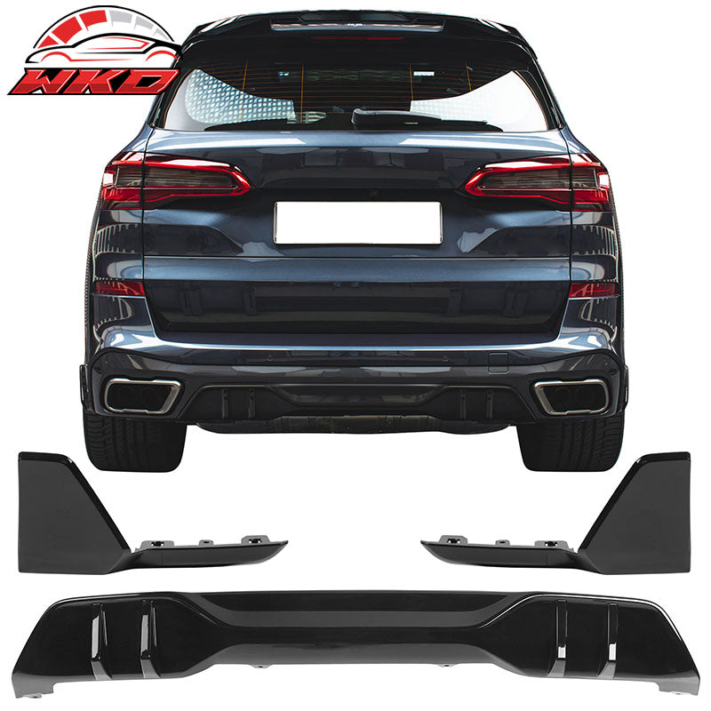Fits 19-23 BMW G05 X5 M Sport Rear Splitter Apron+Rear Diffuser Gloss Black