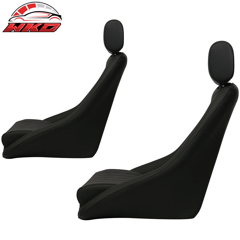 Pair Classic Bucket Single Seat With Sliders in Black Faux Leather PU