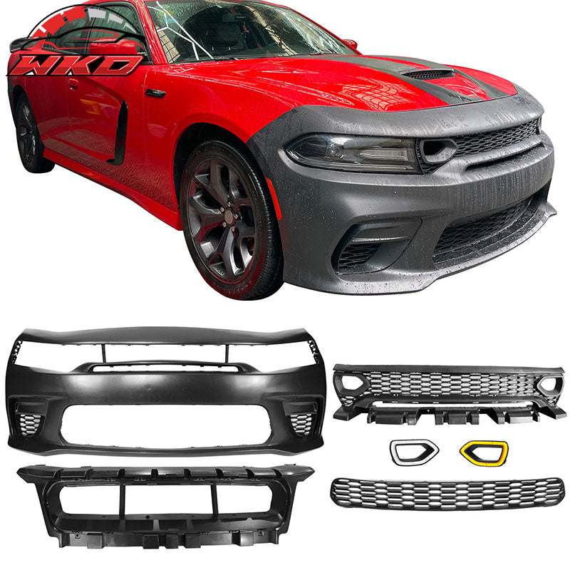 Wholesale 15-23 Charger PP Front Bumper SRT LED Upper Lower Grille Foglight Cover