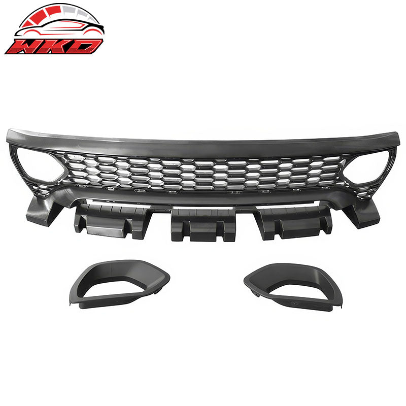 Fits 15-23 Charger PP Front Bumper SRT LED Upper Lower Grille Foglight Cover