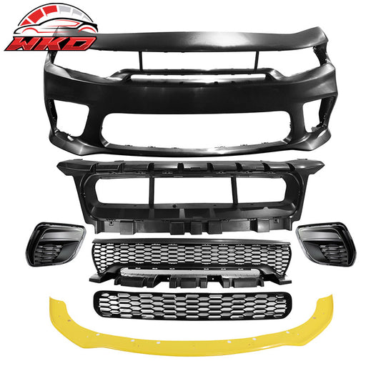Wholesale 15-23 Charger Upper Lower Grilles Front Bumper Conversion W/ Yellow Lip - PP