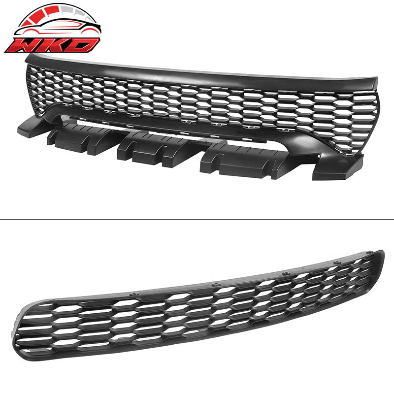 For 15-23 Charger Upper Lower Grilles Front Bumper Conversion W/ Pink Lip LED PP