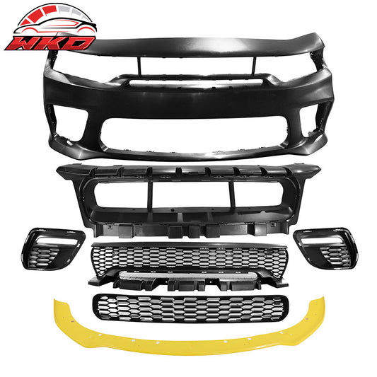 Wholesale 15-23 Charger Upper Lower Grilles Front Bumper Conversion LED Yellow Lip PP