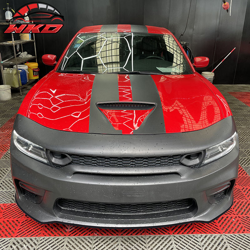 Fits 15-23 Charger Upper Lower Grilles Front Bumper Cover W/ Matte Black Lip PP
