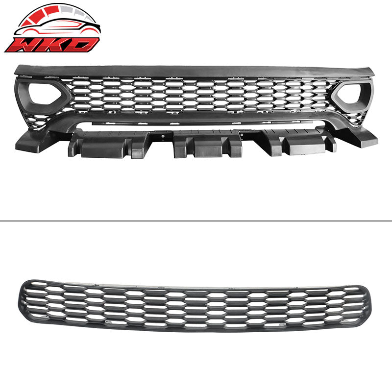 For 15-23 Charger PP Front Bumper W/ SRT Grille LED Foglight Rear Bumper Cover