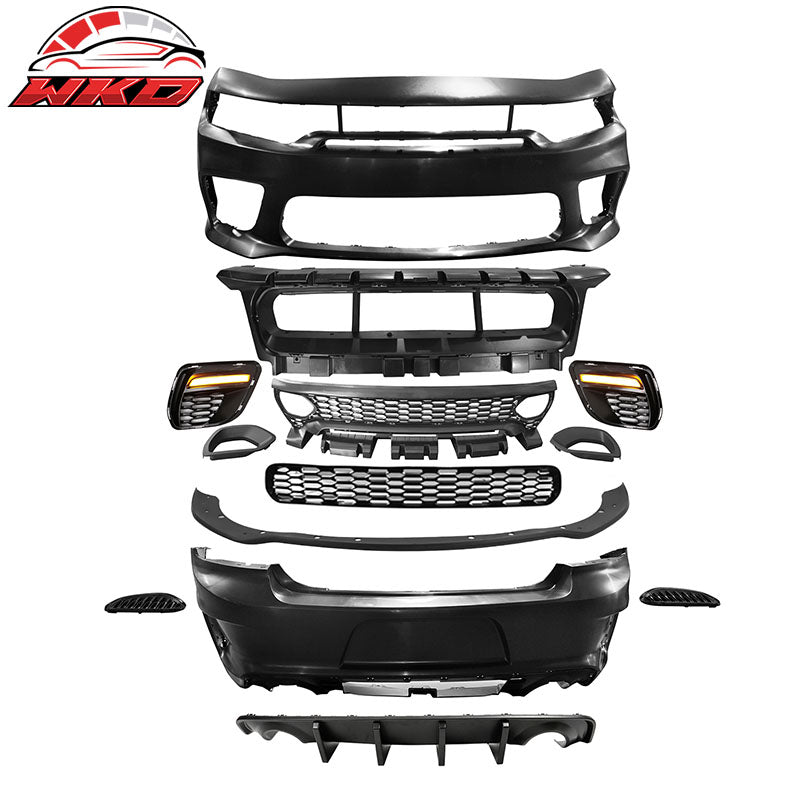 Wholesale 15-23 Charger SRT Upper Lower Grille Front Bumper W/ Matte Black Lip PP LED