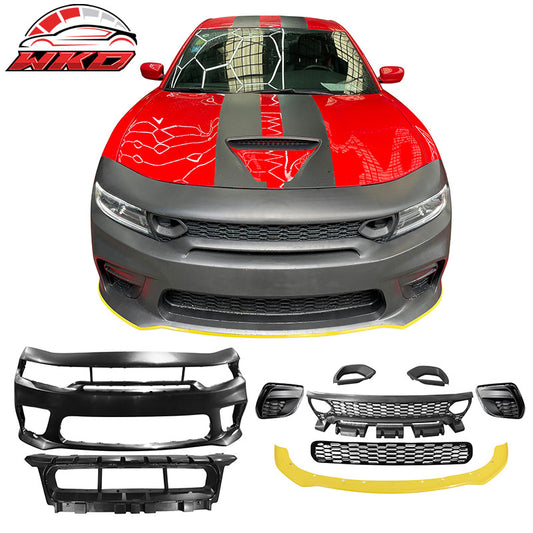 Wholesale 15-23 Charger SRT Upper Lower Grilles Front Bumper Cover W/ Yellow Lip - PP