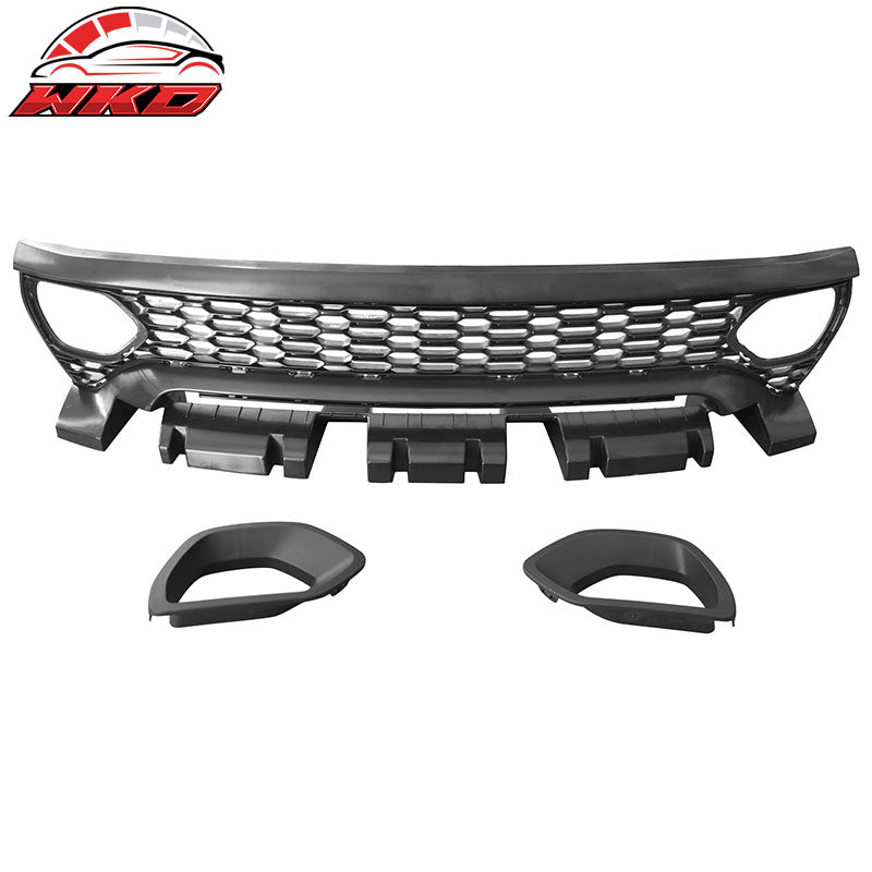 Fits 15-23 Charger SRT Upper Lower LED Grilles Front Bumper Cover W/ Pink Lip PP