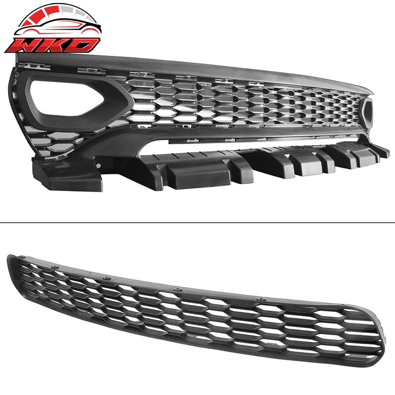Fits 15-23 Charger SRT Upper Lower Grilles Front Bumper Cover W/ Pink Lip LED PP