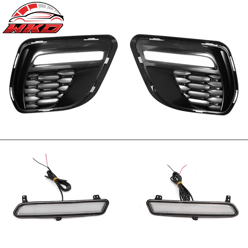 Fits 15-23 Charger SRT Upper Grilles Front Bumper Cover W/ Matte Black Lip LED
