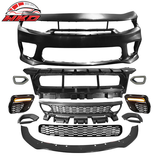 Wholesale 15-23 Charger SRT Upper Lower Grille Bumper Cover W/ Matte Black Lip PP LED