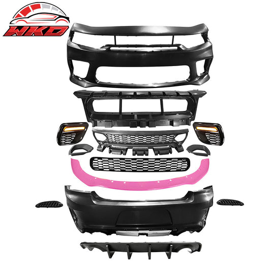 Wholesale 15-23 Charger SRT Upper Lower Grilles Front Bumper Cover W/ Pink Lip PP LED
