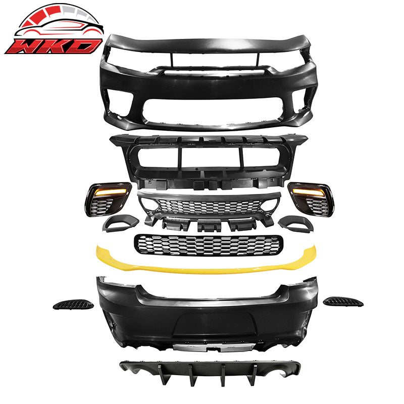 Wholesale 15-23 Charger SRT Upper Lower Grilles Front Bumper Cover Yellow Lip PP LED